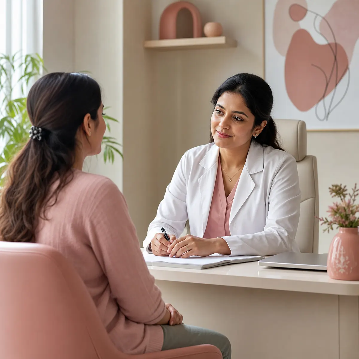 Private one-on-one reproductive health counseling with doctor